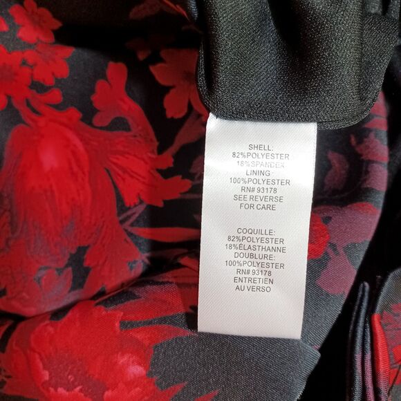 NWT Tahari XS Red Elegant Floral Sheath Dress Black Cocktail Sleeveless Stretch - Picture 9 of 10